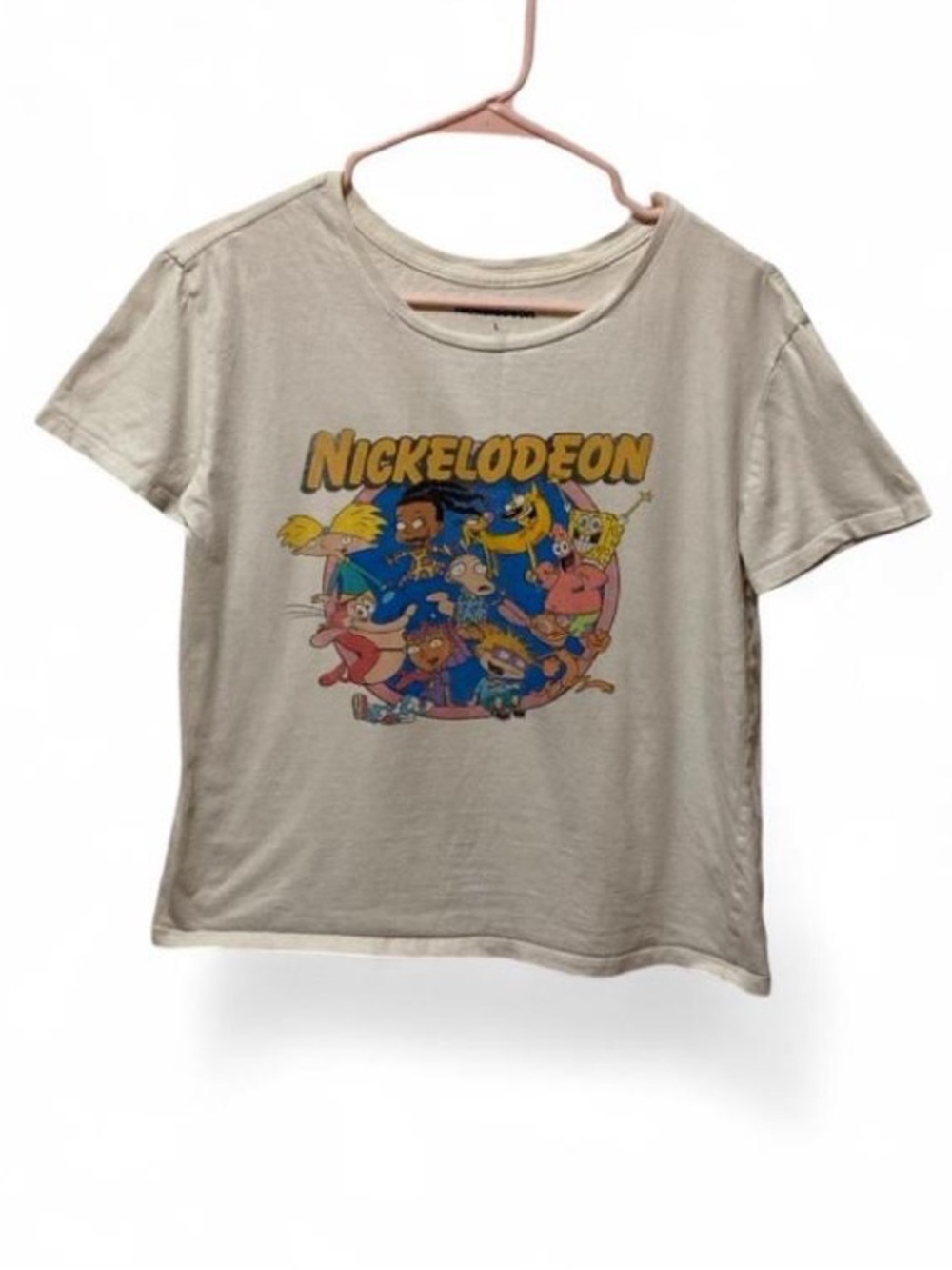 Nickelodeon Cream Graphic Tee with Classic Characters